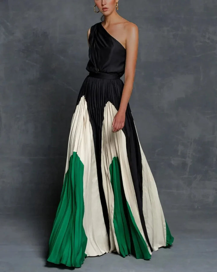 Robe De Soirée Plissée Asymétrique Élégante Pour Femme | Maxi
