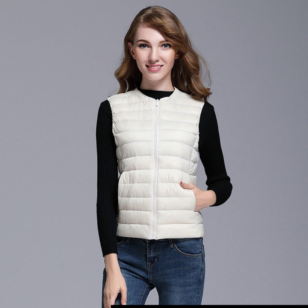 Gilet mit Reißverschluss und V-Ausschnitt für Frauen | Ärmellos