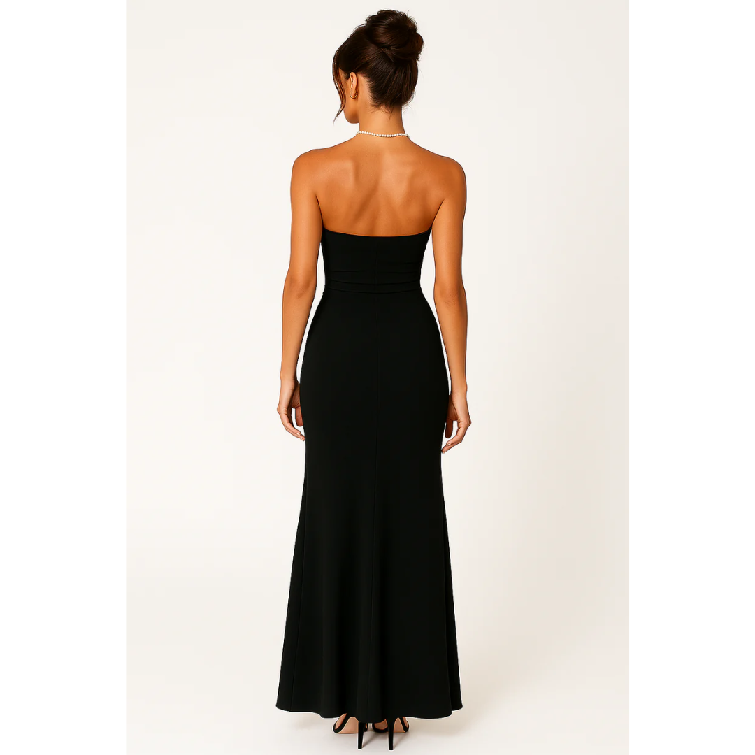 Robe D'invité De Mariage Froncée Sans Bretelles Pour Femmes | Maxi