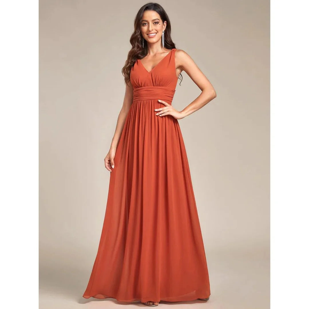 Robe D'invité De Mariage Sans Manches À Col En V | Maxi