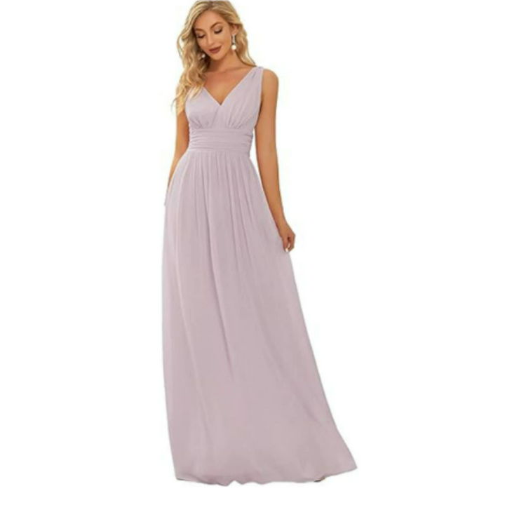 Robe D'invité De Mariage Sans Manches À Col En V | Maxi