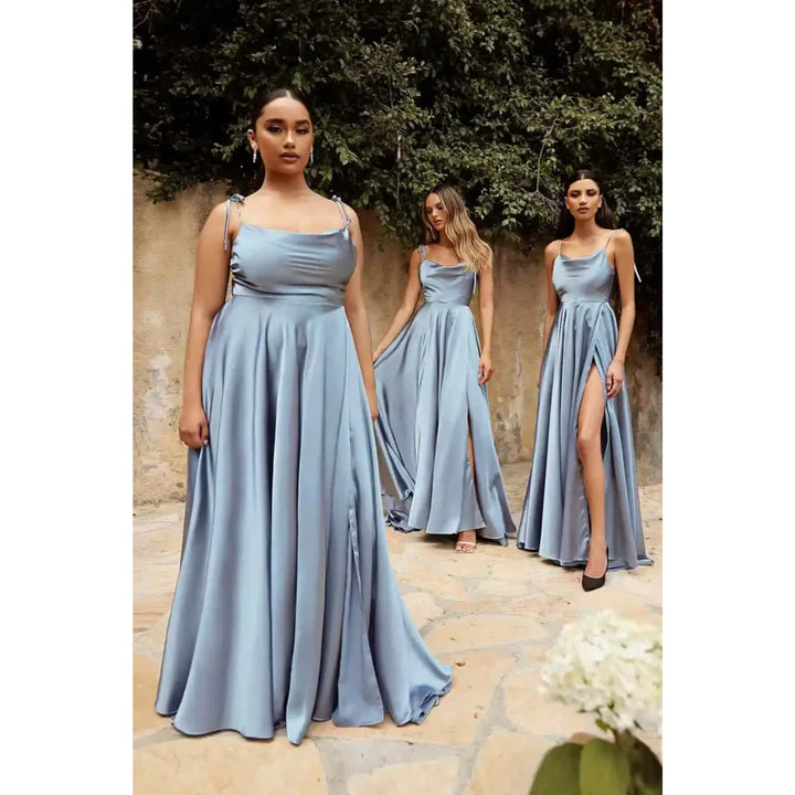 Femmes Robe À Bretelles Spaghetti Et Fente Haute | Maxi
