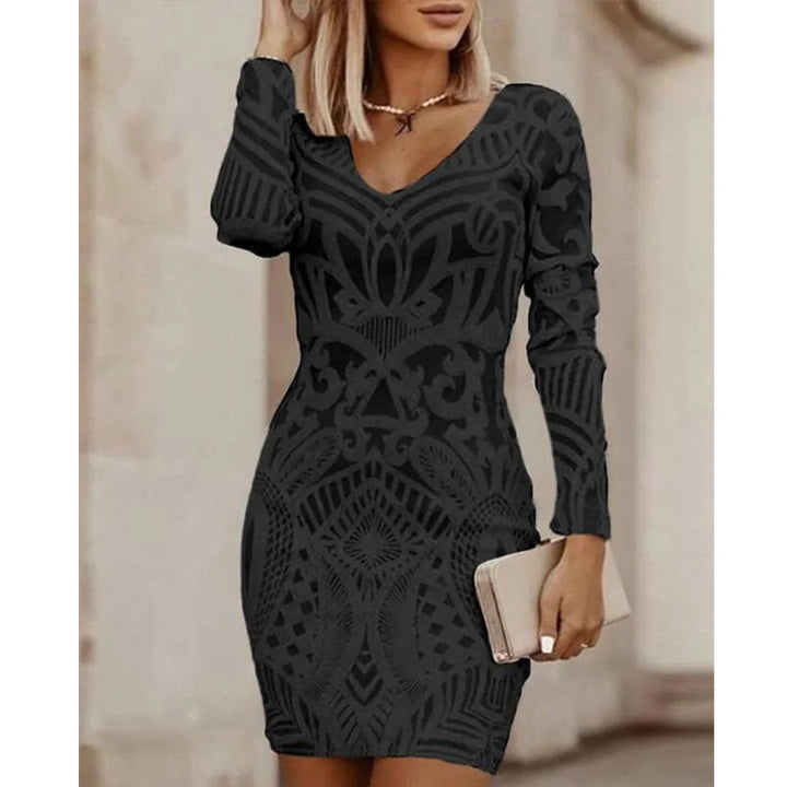 Femmes Robe À Manches Longues À Col En V | Mini