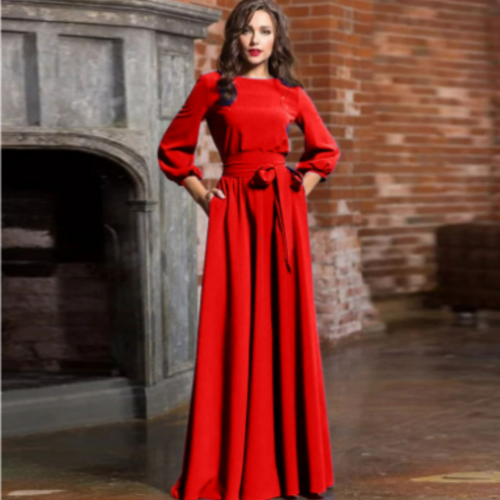 Robe D'invité De Mariage Élégante Et Ceinturée Pour Femme | Midi