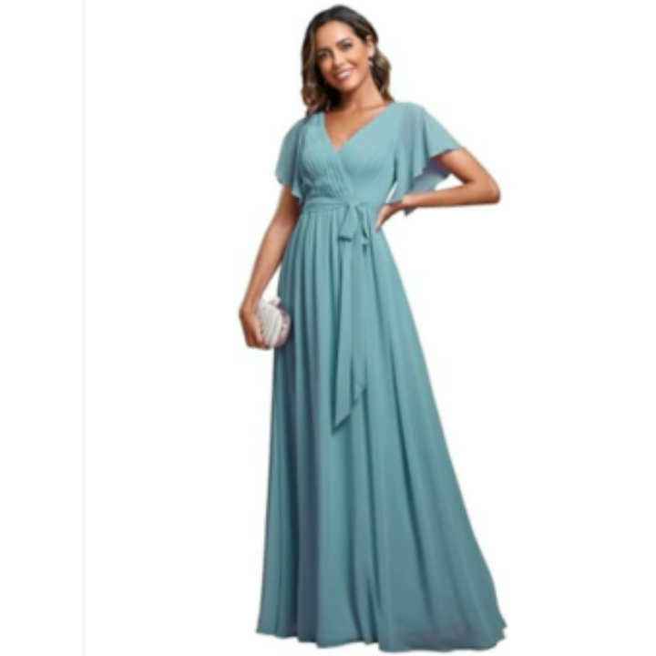 Robe D'invité De Mariage À Col En V Et Ligne A | Maxi