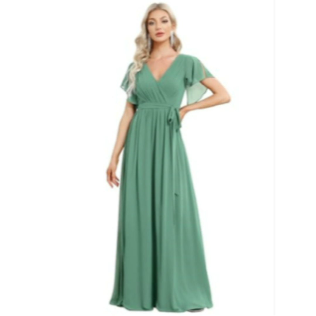 Robe D'invité De Mariage À Col En V Et Ligne A | Maxi