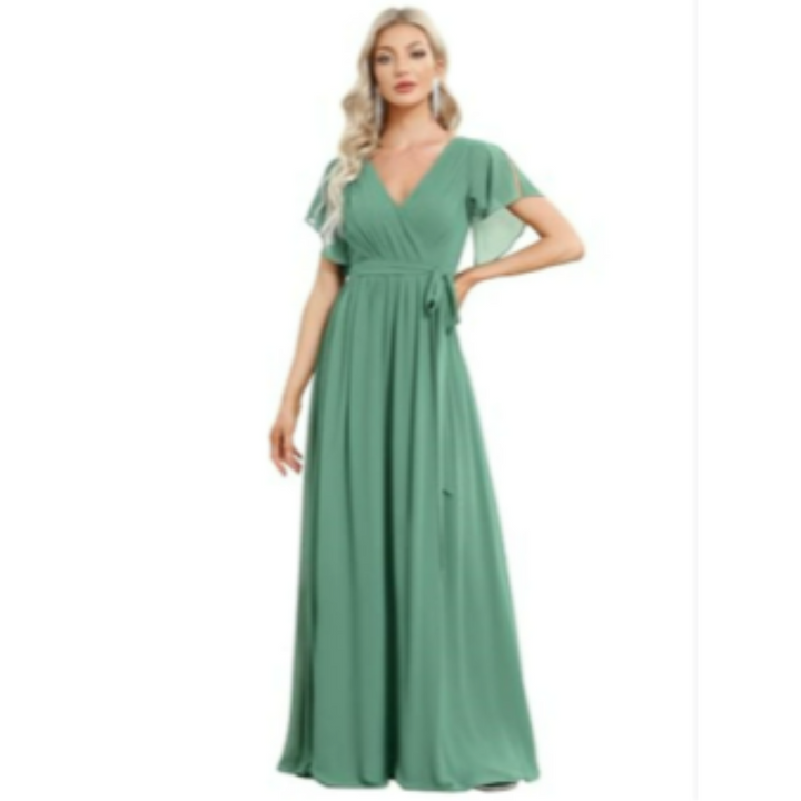 Robe D'invité De Mariage À Col En V Et Ligne A | Maxi