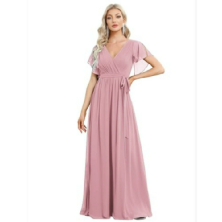 Robe D'invité De Mariage À Col En V Et Ligne A | Maxi