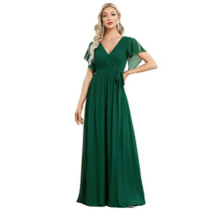 Robe D'invité De Mariage À Col En V Et Ligne A | Maxi