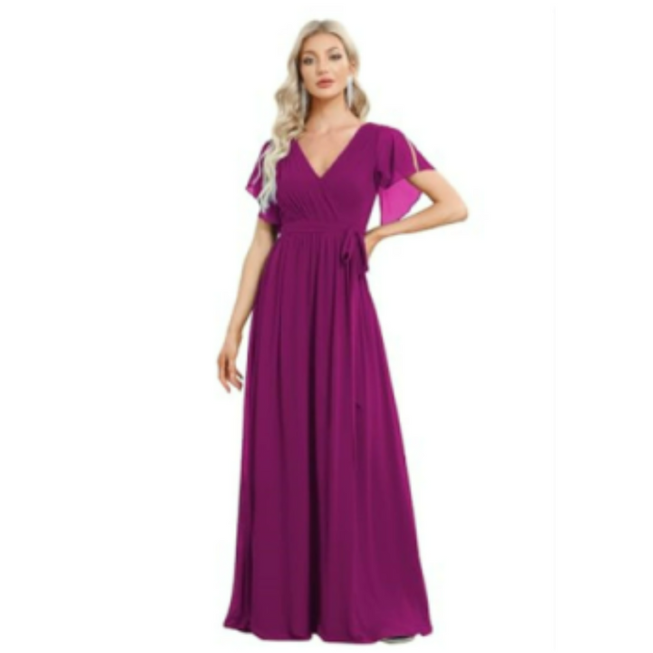 Robe D'invité De Mariage À Col En V Et Ligne A | Maxi