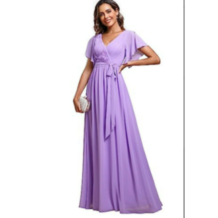 Robe D'invité De Mariage À Col En V Et Ligne A | Maxi