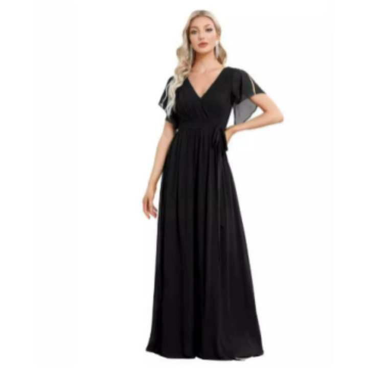 Robe D'invité De Mariage À Col En V Et Ligne A | Maxi