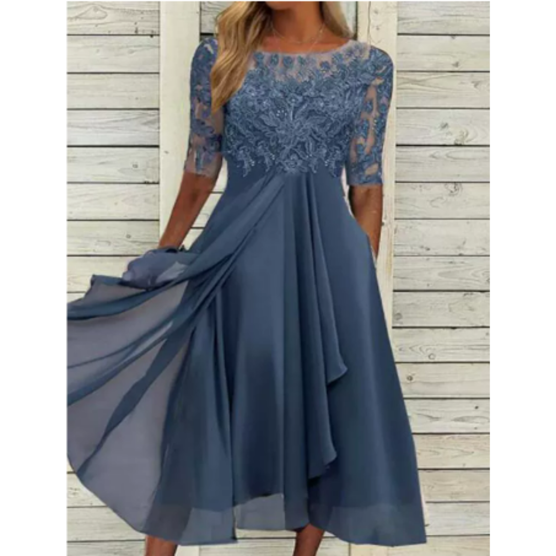 Robe D'invité De Mariage Élégante À Demi-manches | Mini