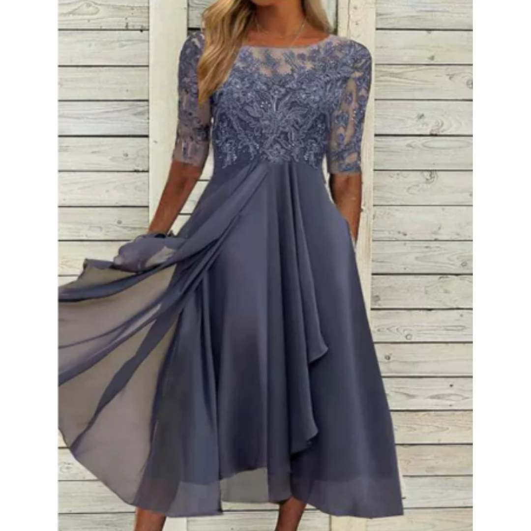 Robe D'invité De Mariage Élégante À Demi-manches | Mini