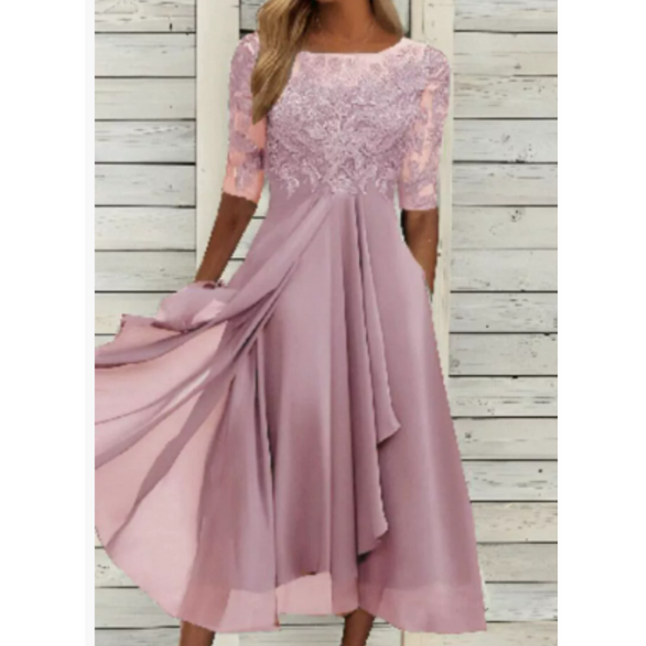 Robe D'invité De Mariage Élégante À Demi-manches | Mini