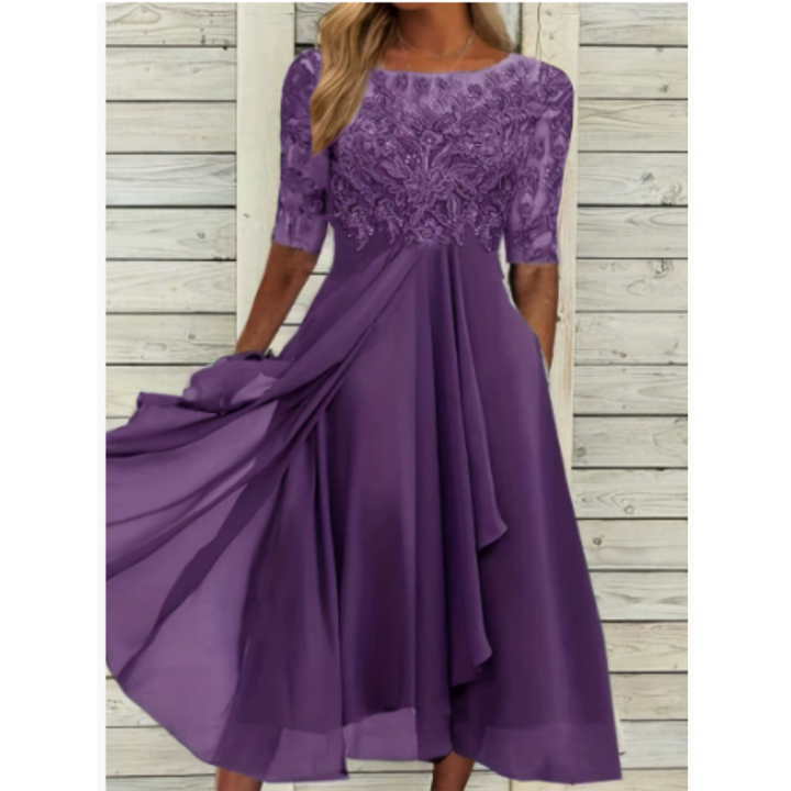 Robe D'invité De Mariage Élégante À Demi-manches | Mini