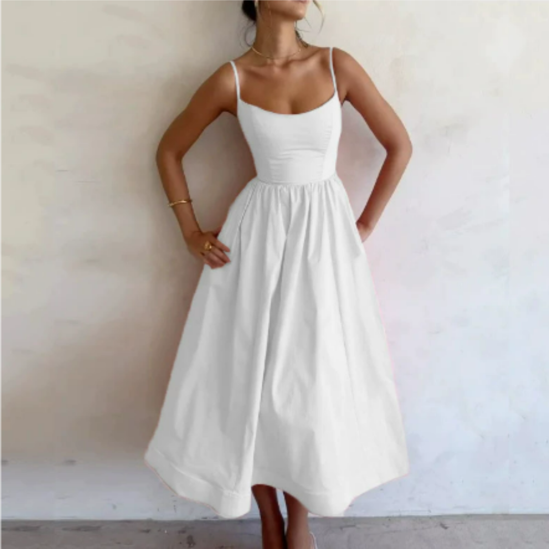 Robe D'invité De Mariage À Bretelles Spaghetti Pour Femmes | Midi