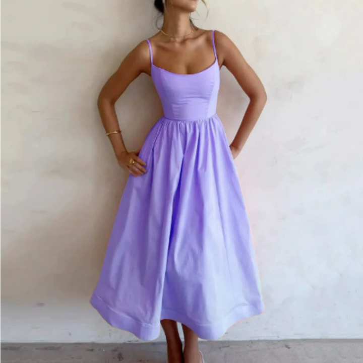 Robe D'invité De Mariage À Bretelles Spaghetti Pour Femmes | Midi
