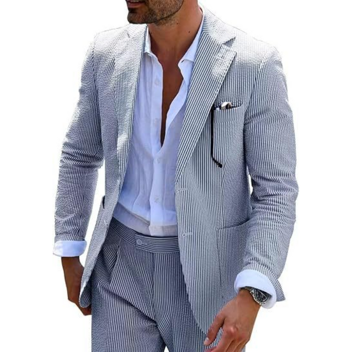 Costume D'invité De Mariage À Rayures Pour Hommes | Double Boutonnage