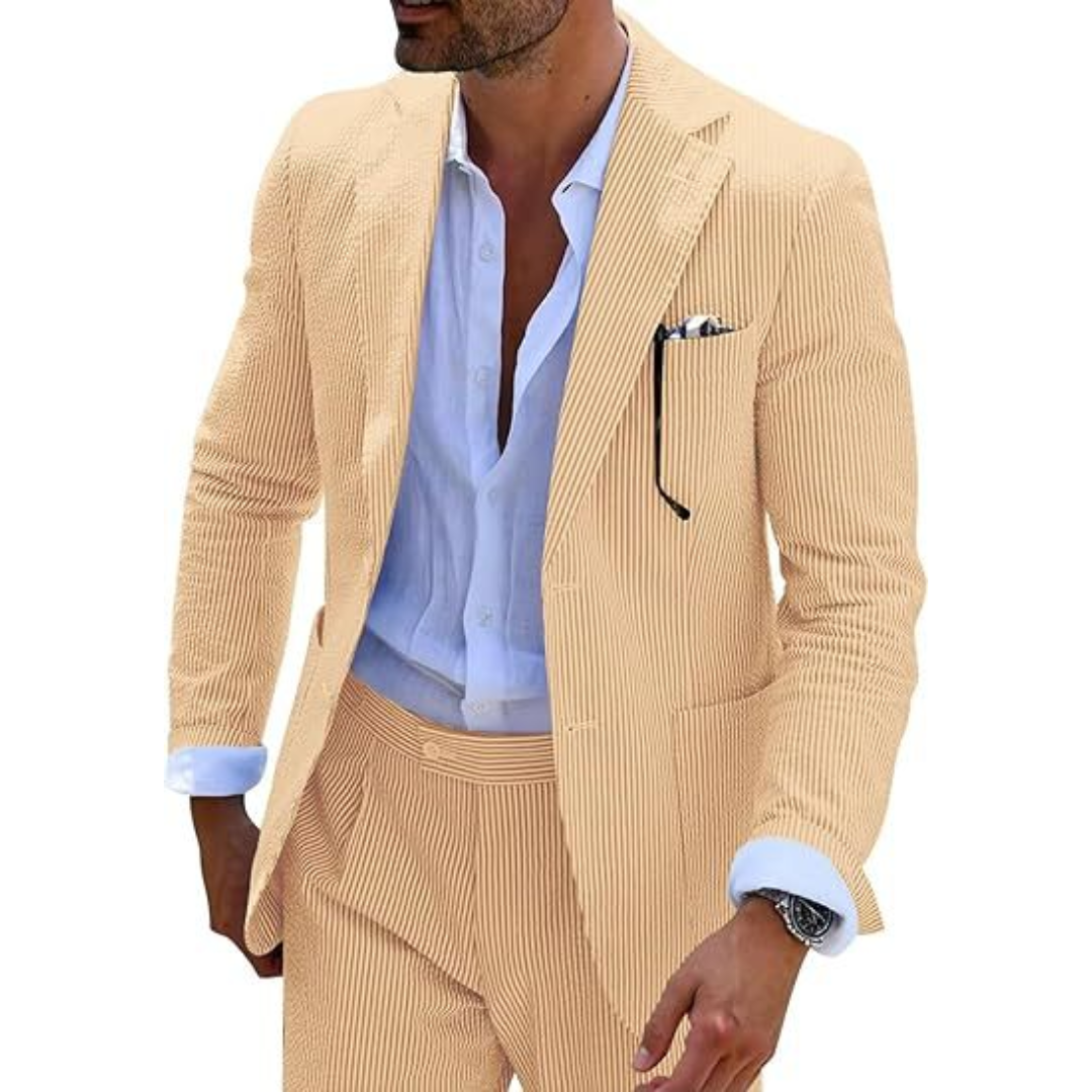 Costume D'invité De Mariage À Rayures Pour Hommes | Double Boutonnage