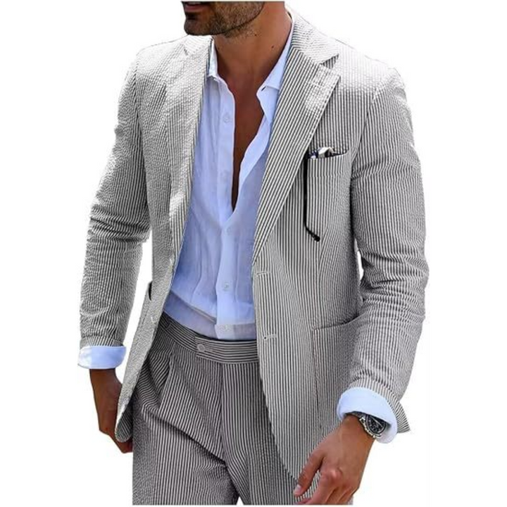 Costume D'invité De Mariage À Rayures Pour Hommes | Double Boutonnage