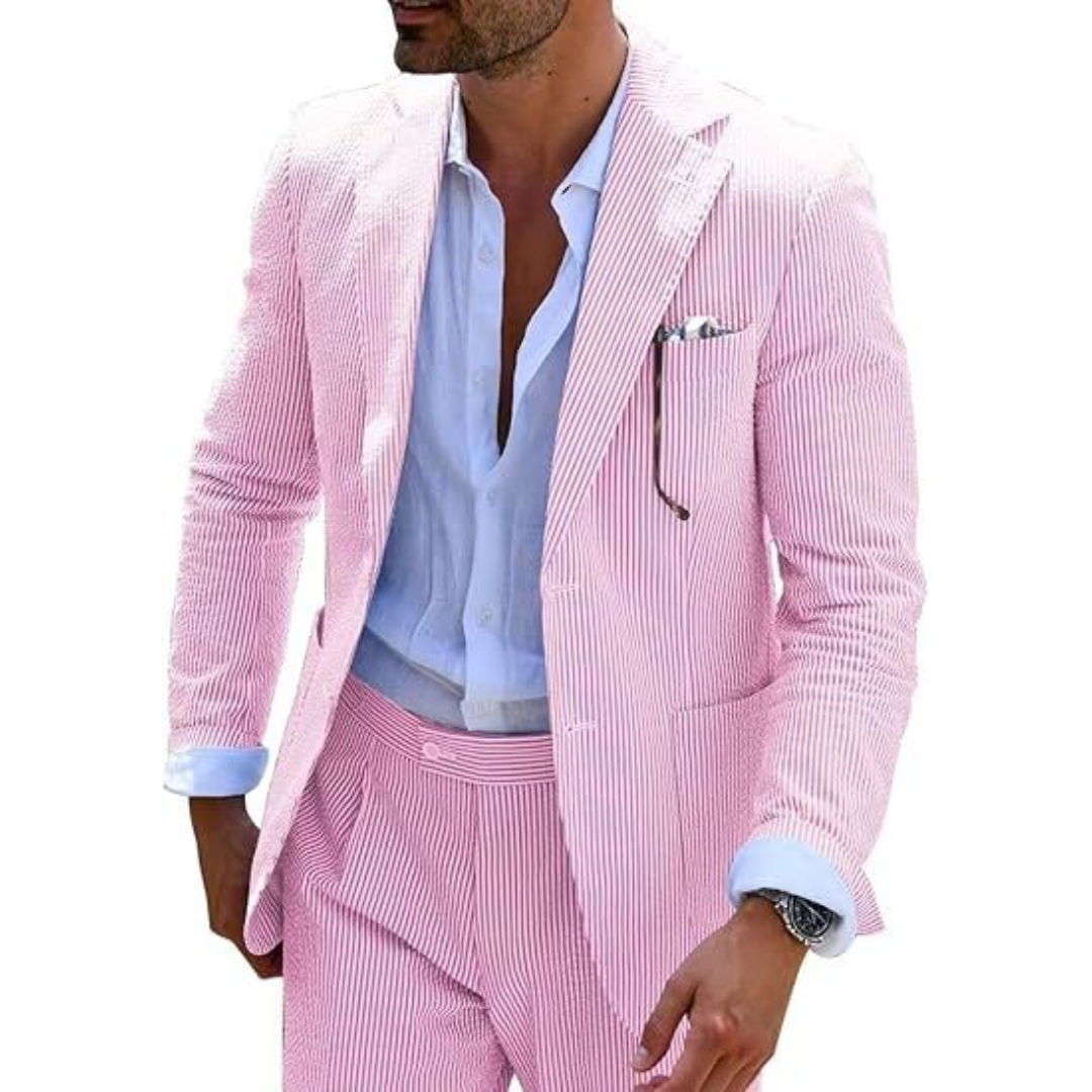 Costume D'invité De Mariage À Rayures Pour Hommes | Double Boutonnage