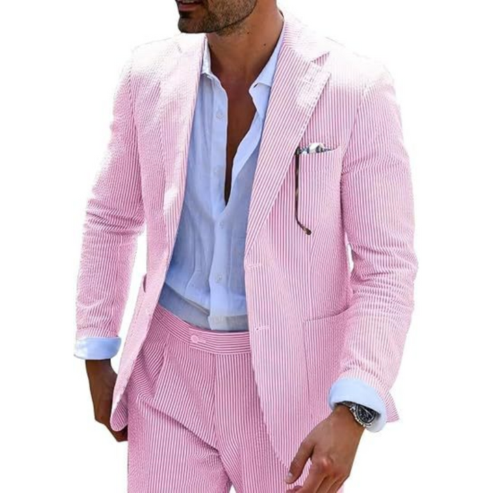 Costume D'invité De Mariage À Rayures Pour Hommes | Double Boutonnage