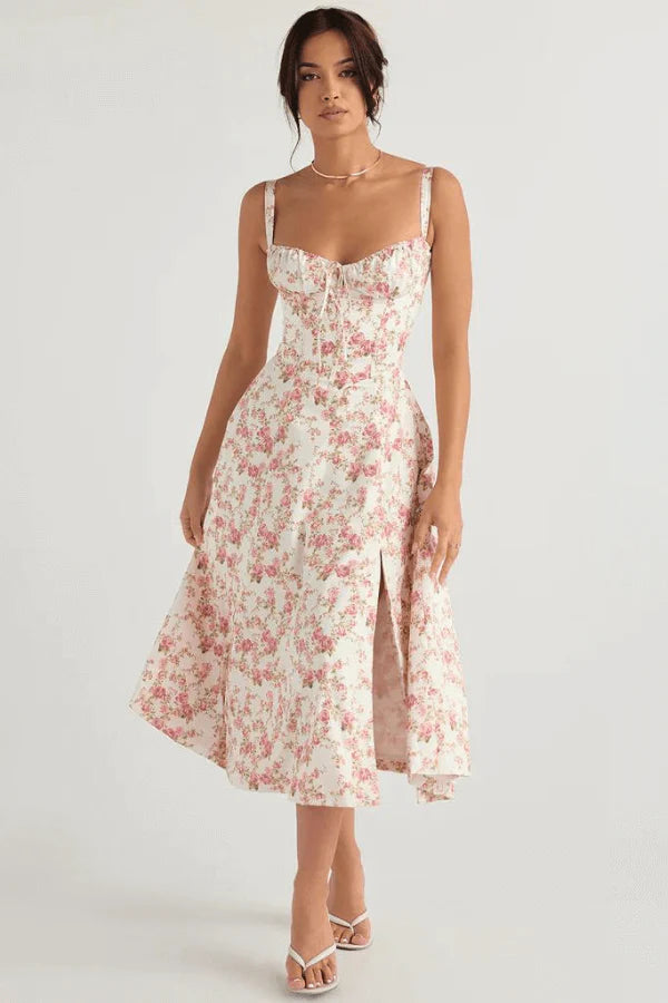 Robe D'été Évasée À Corset Élégant Pour Femme | Midi
