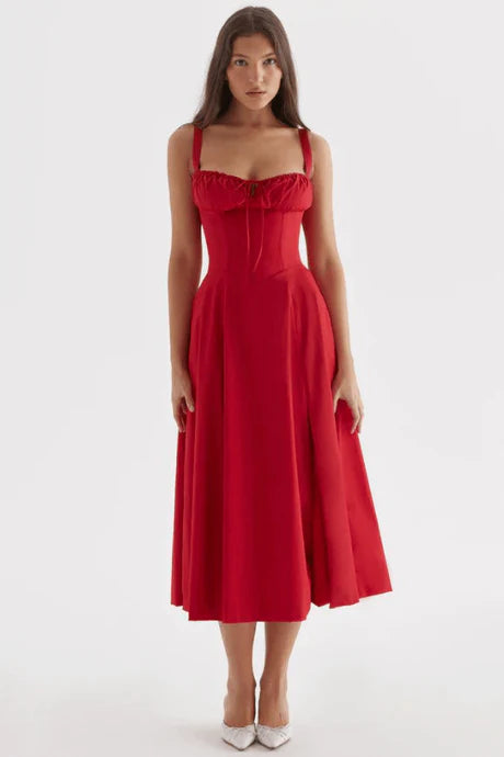 Robe D'été Évasée À Corset Élégant Pour Femme | Midi