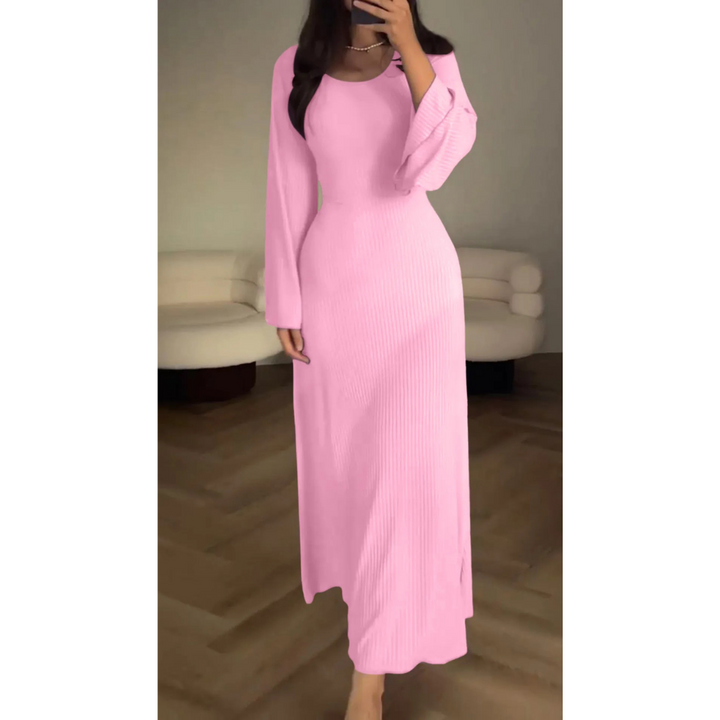 Robe D'invité De Mariage Pour Femme À Manches Longues Et À Côtes | Maxi