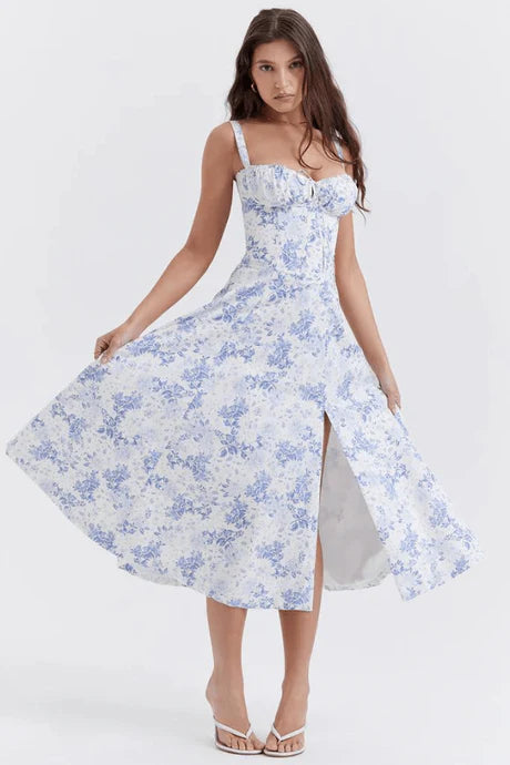 Robe D'été Évasée À Corset Élégant Pour Femme | Midi