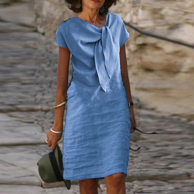 Robe De Gaine Élégante À Manches Courtes Pour Femme | Mini