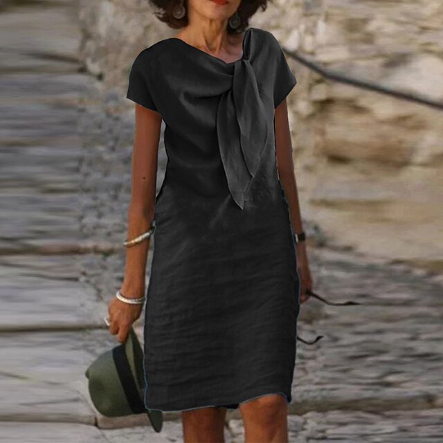 Robe De Gaine Élégante À Manches Courtes Pour Femme | Mini