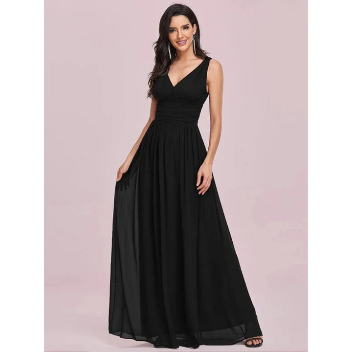 Robe D'invité De Mariage Sans Manches À Col En V | Maxi