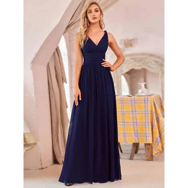 Robe D'invité De Mariage Sans Manches À Col En V | Maxi