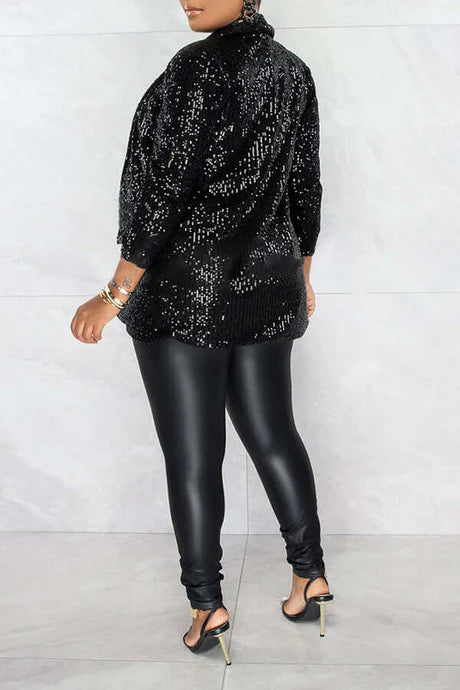 Blazer De Soirée Élégant À Paillettes Pour Femme | Manches Longues