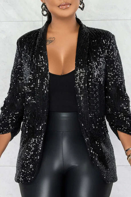 Blazer De Soirée Élégant À Paillettes Pour Femme | Manches Longues