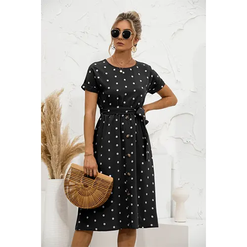 Zarina | Vestito Elegante a Pois Stampato | Midi