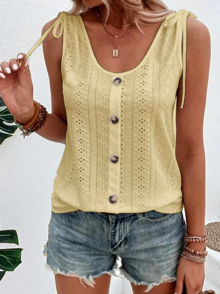 Texturiertes Sommeroberteil mit Trägern für Frauen | Ärmellos