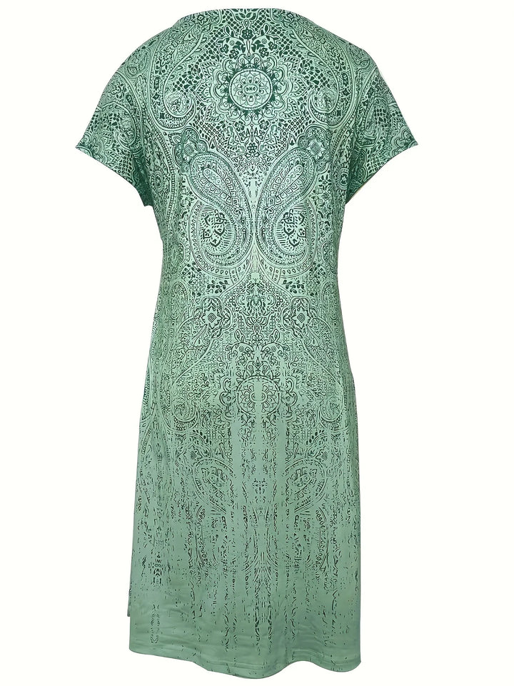 Robe De Plage D'été Imprimée Coupe A Pour Femme | Mini
