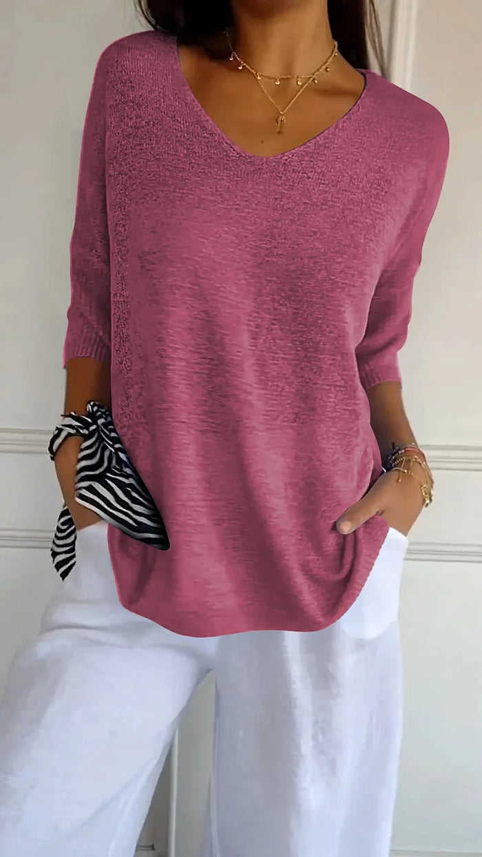 Elisey | Bequemes Damen-Stricktop mit V-Ausschnitt