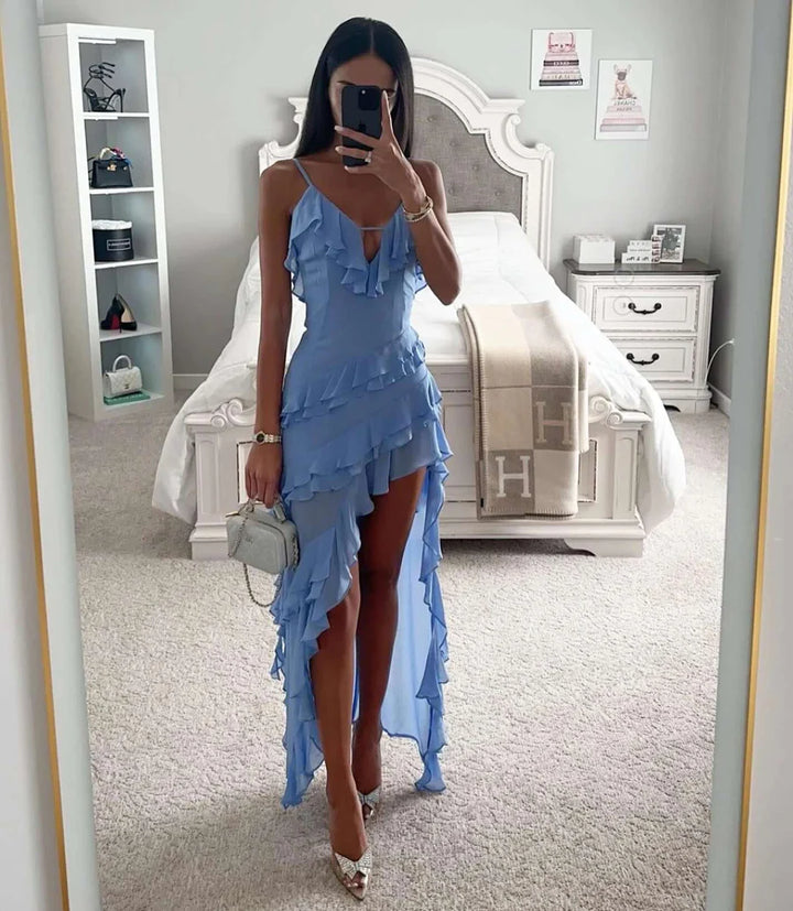Robe De Soirée Asymétrique Évasée Élégante Pour Femme | Maxi