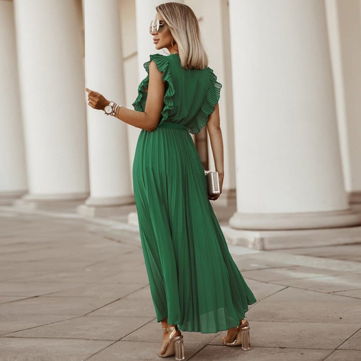 Maya | Vert Bohème Kleid für Frauen mit V-Ausschnitt