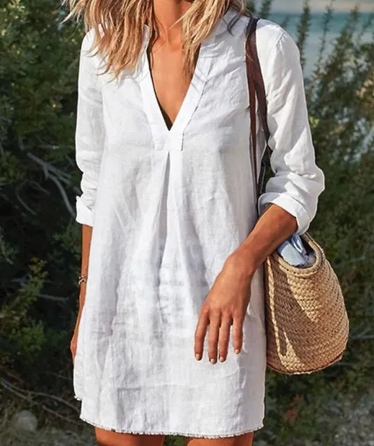 Robe De Plage D'été À Manches 3/4 Pour Femmes | Mini