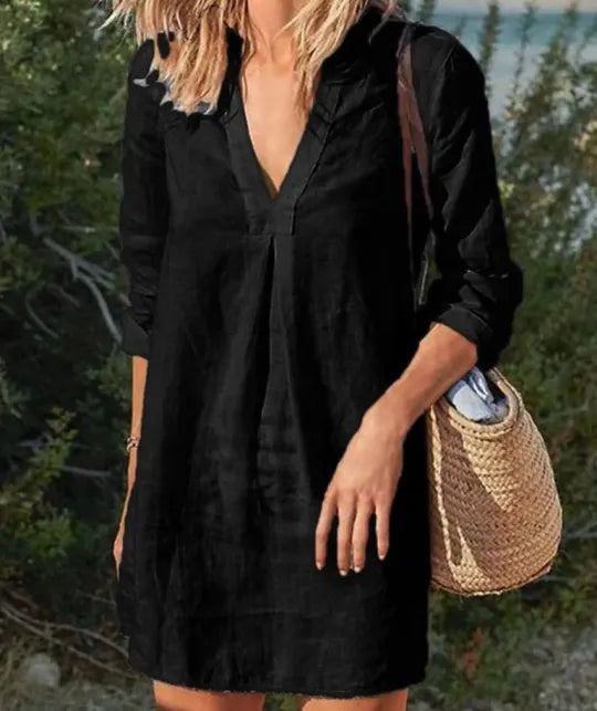 Robe De Plage D'été À Manches 3/4 Pour Femmes | Mini