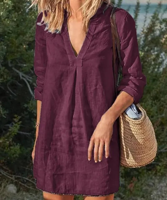 Robe De Plage D'été À Manches 3/4 Pour Femmes | Mini