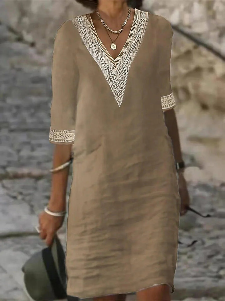 Robe Décontractée Élégante À Manches 3/4 Pour Femme | Été