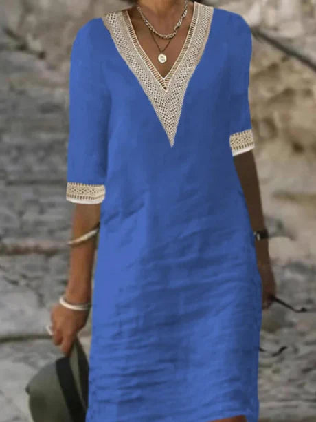 Robe Décontractée Élégante À Manches 3/4 Pour Femme | Été
