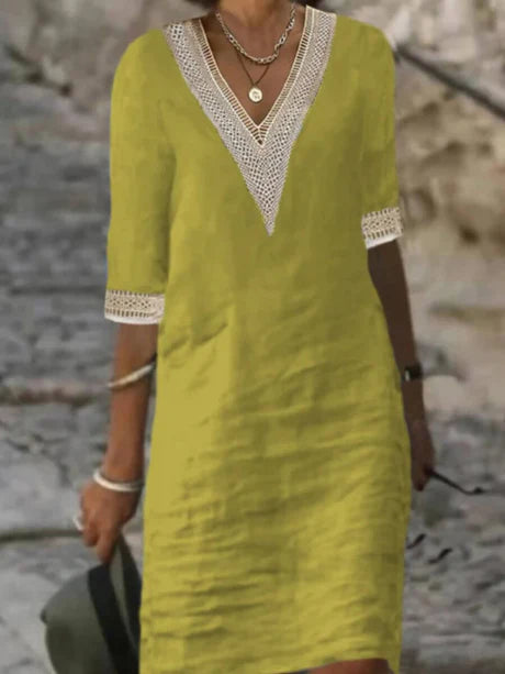 Robe Décontractée Élégante À Manches 3/4 Pour Femme | Été