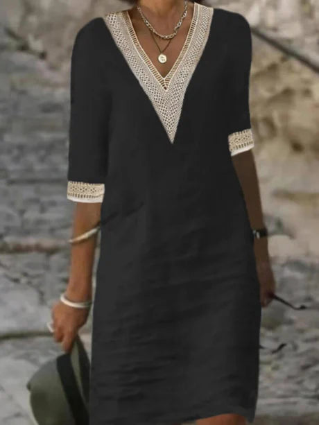 Robe Décontractée Élégante À Manches 3/4 Pour Femme | Été